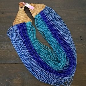 BNWT Large Blue Beaded Necklace